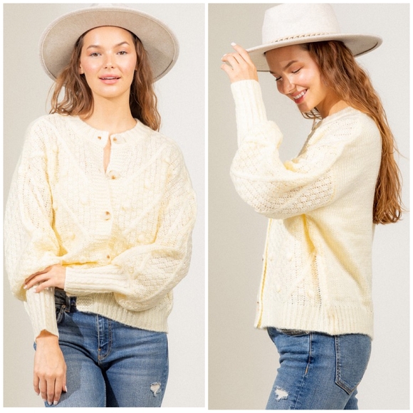 Very J Cream Cozy Chic Medium Chunky Knit Cardigan - Picture 5 of 10